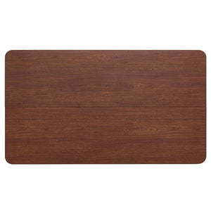 English Elm All-mdf Walnut Top Dining Table Seats Four with Matte Black Base for Small Spaces W3875S00025