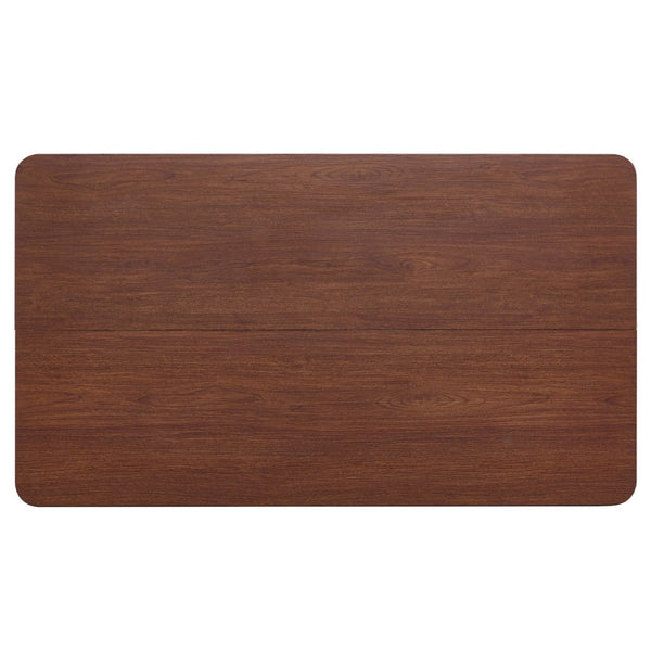 English Elm All-mdf Walnut Top Dining Table Seats Four with Matte Black Base for Small Spaces W3875S00025