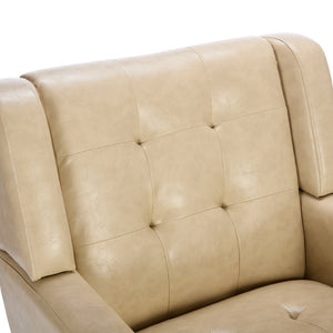 English Elm Modern Pu Leather Ergonomic Accent Chair with Padded Arms and Matte Black Legs Khaki W676P172470