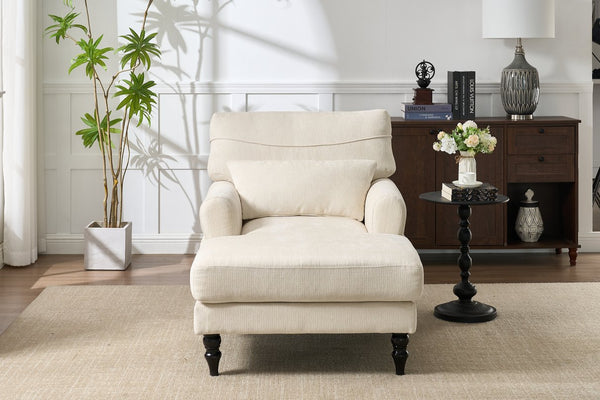 English Elm Modern Chaise Lounge with Plush High-Resilience Cushion and Solid Wood Frame for Durable Comfort White W2120P296384