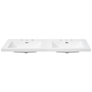 English Elm Christopher Knight Home® - 60" Resin Basin Vanity Top with Undermount Rectangular Double Sinks, 8" Faucet Holes, Bright White Durable Finish and Chrome Overflow (Vanity Top Only) N759P351761K