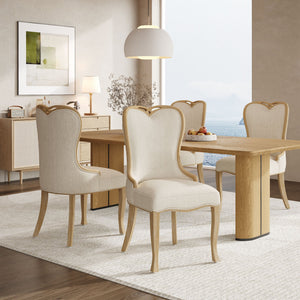 English Elm Christopher Knight Home® - Heart-Back Wingback Dining Chairs Set Of 4 - Elegant Upholstered Comfort With Natural Wood Legs N768P283429N_4