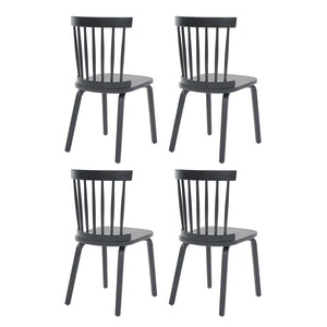 English Elm Windsor Dining Chairs Set Of 4, Ergonomic Spindle Back, Black Wood For Farmhouse & Modern Décor W2069P293308-GIGA