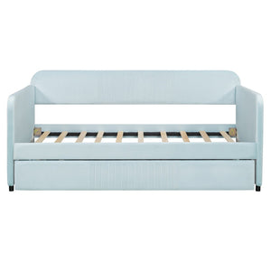 English Elm Upholstered Velvet Twin Daybed with Pull Out Trundle Sofa for Guest or Kids Room LP100127AAC