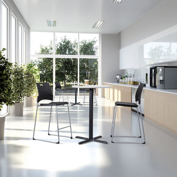 OSP Home Furnishings Tall Stacking Counter Height Chair with Steel Frame for Breakrooms and Training Spaces Black DC8309C4-3