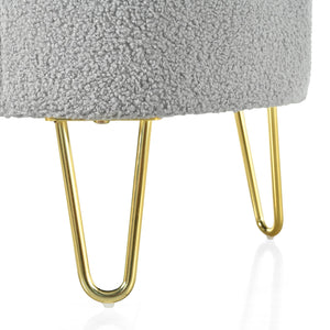 English Elm Christopher Knight Home® - Oval Grey Upholstered Storage Bench with Gold Metal Legs — Flip-Top Ottoman, Durable, Spacious Seat(storage) N769P195486G