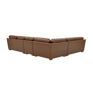 English Elm Leather Match Modular Sectional with Top-grain Upholstery and Flexible Open Plan Seating Dark Brown B2748S00028
