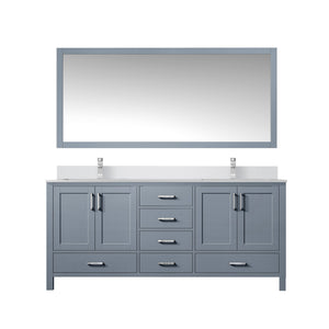 English Elm Dark Grey Double Bath Vanity 60" W x 22" D with Cultured Marble Top, Chrome Faucet & 58" Mirror, Durable B2731S01019