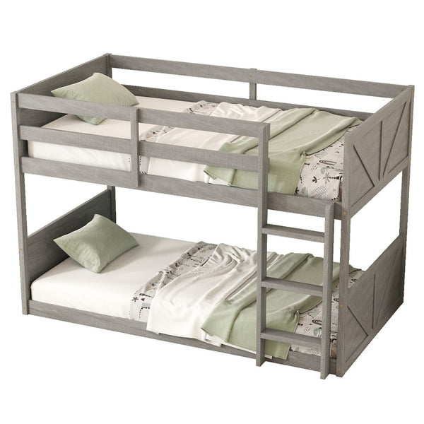 English Elm Twin Over Rubberwood Bunk Bed Convertible with Storage Drawers and Safety Rails Antique White W504S00285