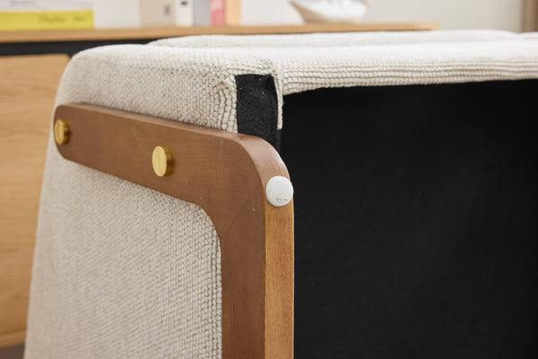 English Elm 057-Set Chenille Fabric Modern Upholstered Armchair with Wooden Side Frame, Ergonomic Cushioned Comfort Beige W527P239825