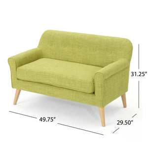 English Elm Christopher Knight Home® - Love mid-century two-seater loveseat with button-tufting, rolled arms, plush fabric and tapered legs Pale Green N771P202672L