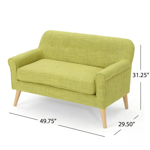 English Elm Christopher Knight Home® - Love mid-century two-seater loveseat with button-tufting, rolled arms, plush fabric and tapered legs Pale Green N771P202672L