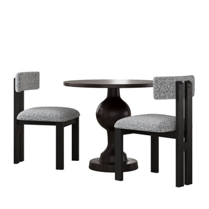 English Elm Christopher Knight Home® - 3- Modern 3-Piece Dining Set with Upholstered Curved Back Chairs and Sturdy Metal Pedestal Table Black White,Brown N768P211168B_2_71308.00TOP_71308.00BSE