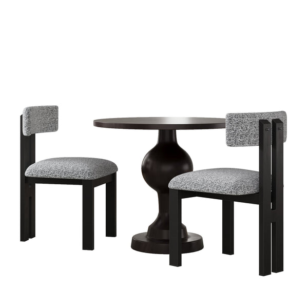 English Elm Christopher Knight Home® - 3- Modern 3-Piece Dining Set with Upholstered Curved Back Chairs and Sturdy Metal Pedestal Table Black White,Brown N768P211168B_2_71308.00TOP_71308.00BSE