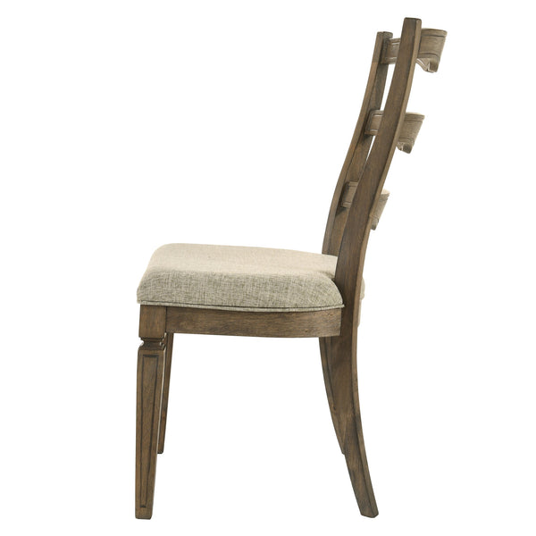 English Elm Beige Ladder Back Dining Chairs Set Of 2 – Weathered Oak Finish, Modern Design & Comfortable Seating B062P209273
