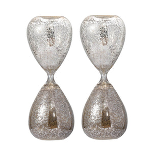 English Elm Set Of 2 10" Peleus Silvered Hourglass - Modern Decor With Bisque Sand For Timed Elegance & Style W2078P278475-GIGA