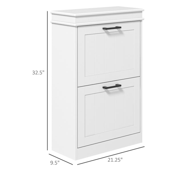 English Elm Homcom Modern Shoe Cabinet With Adjustable Shelves, 2 Flip Drawers & Space-Saving Design For 10 Pairs W2225P229387