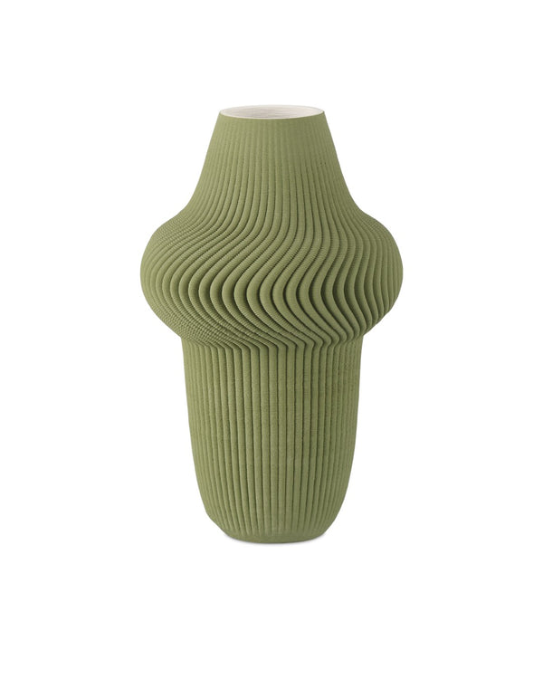 Green Plisse Vase