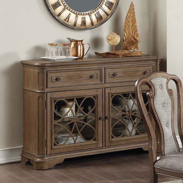 English Elm Traditional Elegant Server with Spacious Drawers and Cabinet Storage for Dining Room Organization and Style Oak 27 L x 44 W x 59 H B011P395600