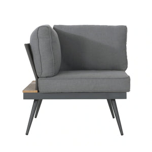 English Elm Christopher Knight Home® - Outdoor V-Shaped 4-Piece Alum Patio Sofa Set — Mid-Century Grey Faux Wood, Water-Resistant Cushions, Mesh Backrests, Weather-Ready Comfort N757S447401G