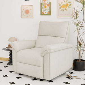English Elm Wall Zero Wall Power Recliner Chair with Overstuffed Backrest, USB Type-C Charging Port, Space-Saving Electric Recliner for Small Rooms Beige+Grey W1028S00053