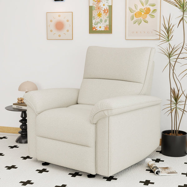 English Elm Wall Zero Wall Power Recliner Chair with Overstuffed Backrest, USB Type-C Charging Port, Space-Saving Electric Recliner for Small Rooms Beige+Grey W1028S00053