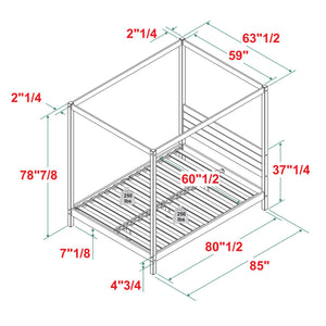 English Elm Walker Edison - Modern Queen Canopy Bedframe in Black – Minimalist Boho Design, Solid Pine Slats, No Box Spring Needed, Center Support, Easy Assembly B185P169169