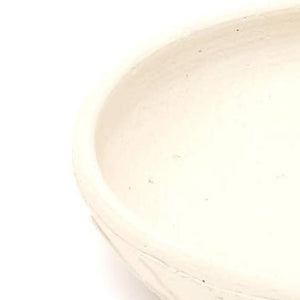 English Elm Murran Embossed Terracotta Fruit Bowl Small – Handcrafted Beige Clay Bowl with White Finish, Rustic Elegant Centerpiece B346P327303