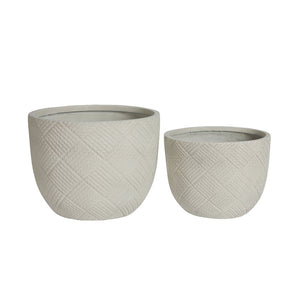 English Elm Round Handcrafted Concrete Planter Set Textured Matte Finish Patio Entryway Garden W347P449331