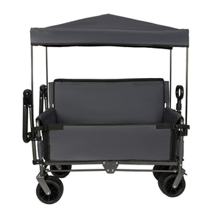 English Elm 3-in-1 Folding Wagon with Canopy Bench Seat 500lb All Terrain Heavy Duty Cart Gray W2932P354212