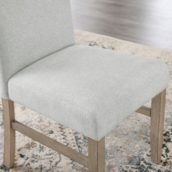English Elm Louisa Upholstered Dining Side Chairs Set of 2 Oak Frame with Neutral Gray Fabric B2749P413309