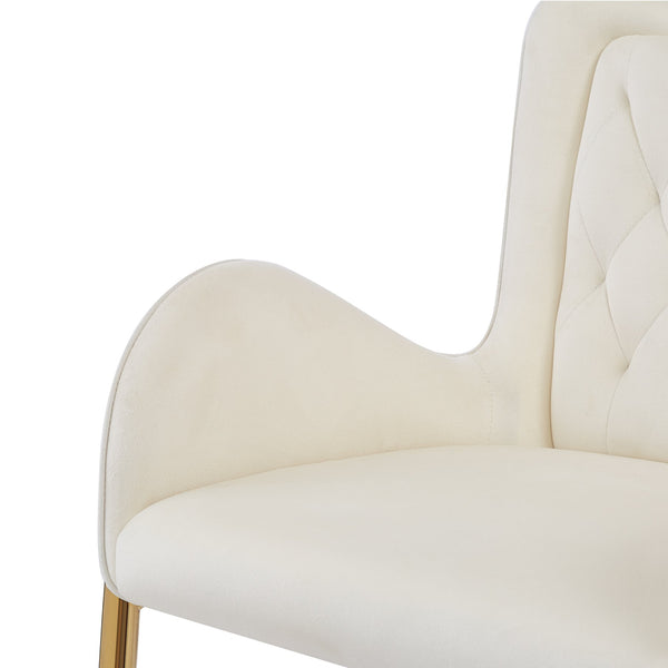English Elm Christopher Knight Home® - 28.75inch Velvet Counter Height Stool Set of 2 with Tufted Back, Gold Frame & Foam Comfort, 265lb White N762P199823K