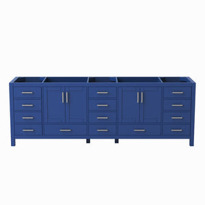 English Elm 96" Freestanding Navy Wood Bathroom Vanity with Carrara Countertop and Ceramic Basin T3785P442234