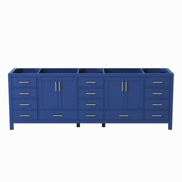 English Elm 96" Freestanding Navy Wood Bathroom Vanity with Carrara Countertop and Ceramic Basin T3785P442234
