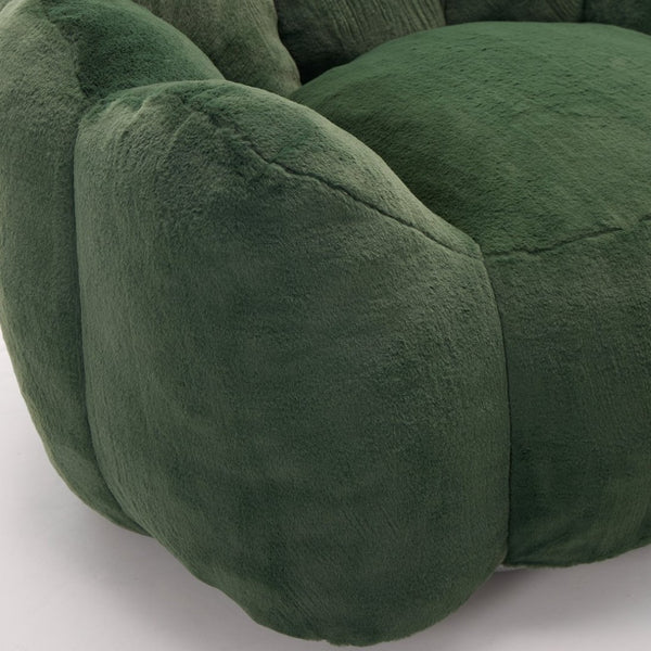 English Elm Lotus Floor Bean Bag Sofa Memory Foam Filled with Pull Ring for Living Room Bedroom Green W2311P434596