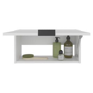 English Elm Elsah Compact Pull-Up Door Wall Cabinet in White — Space-Saving Engineered Wood Storage for Kitchen Bath Garage B070P368058