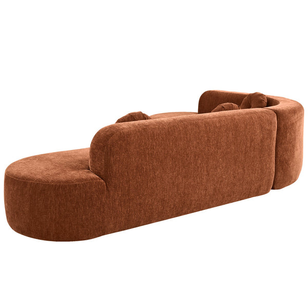 English Elm Christopher Knight Home® - Mirod 122" Extra Large Sectional Sofa with Chenille Upholstery, Tufted Seats & 3 Round Pillows Orange N760S0000040G