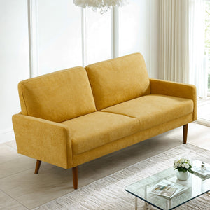 English Elm Velvet Kent 3-Seater Sofa with Plush Upholstery, European Modern-Vintage Design and Durable Build Mustard yellow B2735P291968