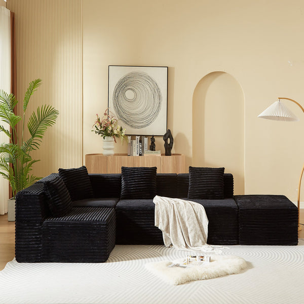 English Elm Modular Sectional Couches For Living Room - Versatile L-Shape Sofa With Cloud-Like Comfort & Style W3434S00003