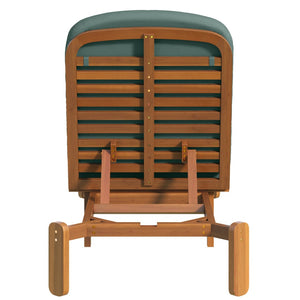 English Elm Outdoor Acacia Wood Chaise Lounge Reclining Patio Chair with Cushion for Poolside N719P445623F