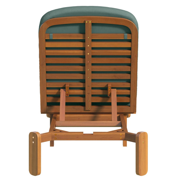 English Elm Outdoor Acacia Wood Chaise Lounge Reclining Patio Chair with Cushion for Poolside N719P445623F