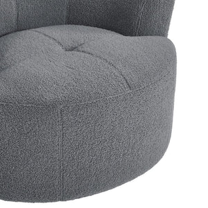 English Elm 360° Swivel Chair - Cozy Berber Fleece Barrel Accent Chair With Adjustable Headrest For Any Space N719P272676E