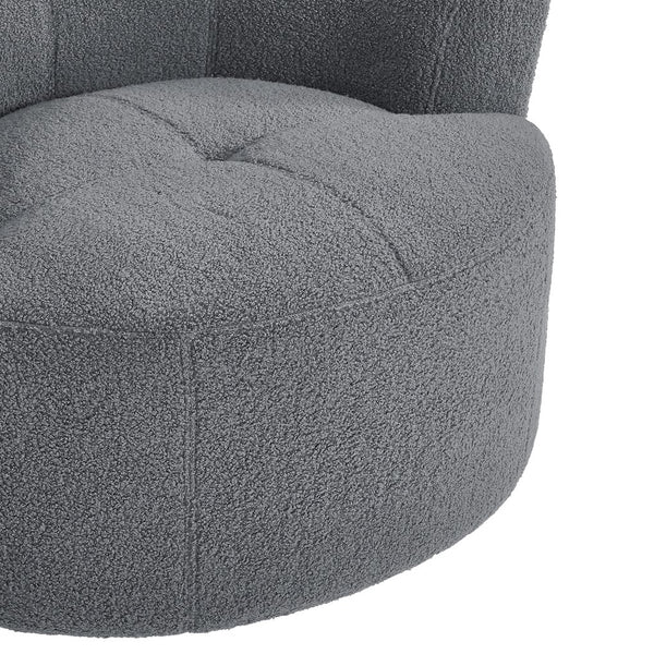 English Elm 360° Swivel Chair - Cozy Berber Fleece Barrel Accent Chair With Adjustable Headrest For Any Space N719P272676E
