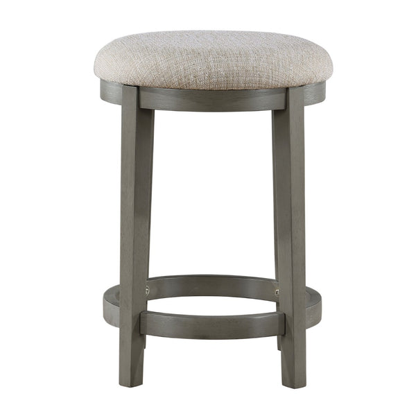 English Elm Anab Set of 2 Counter Stools Round Foam Cushion Gray Wood Frame Kitchen Bar B056P417031