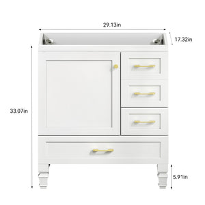 English Elm 30"black Matte Finish Bathroom Vanity with Soft Close Cabinet and Three Storage Drawers White W3133S00017