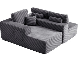 English Elm 104" Modular Cloud Sectional Plush Corduroy Deep Seat Sofa for Living Rooms W3975S00045