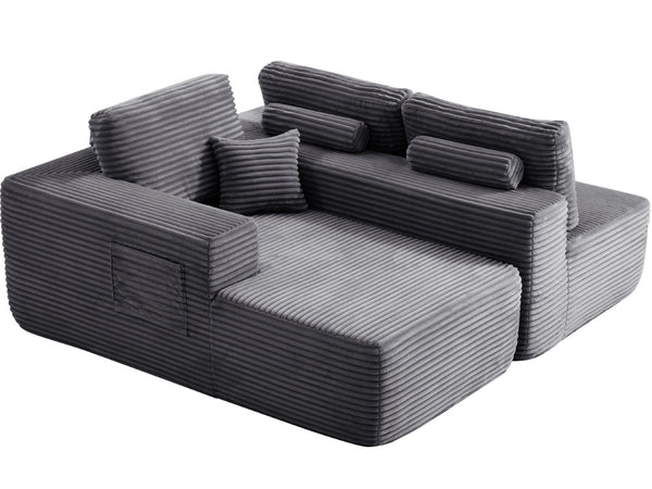 English Elm 104" Modular Cloud Sectional Plush Corduroy Deep Seat Sofa for Living Rooms W3975S00045