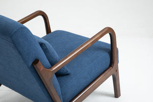 English Elm Mid Century Modern Upholstered Accent Chair Natural Wood Frame with Lumbar Cushion Support W2530P407181