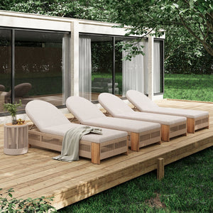 English Elm Christopher Knight Home® - Outdoor Rope Chaise Lounge Set with Adjustable Backrests, All-Weather Acacia Frame and Quick-Dry Cushions Beige N770S995B96B33B
