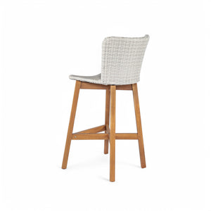 English Elm Christopher Knight Home® - Lymington Outdoor Bar Stool Set of 2 — Durable Acacia & Wicker Craft, Ergonomic 105° Backrest Comfort LIGHT GREY,Teak N775P278094G